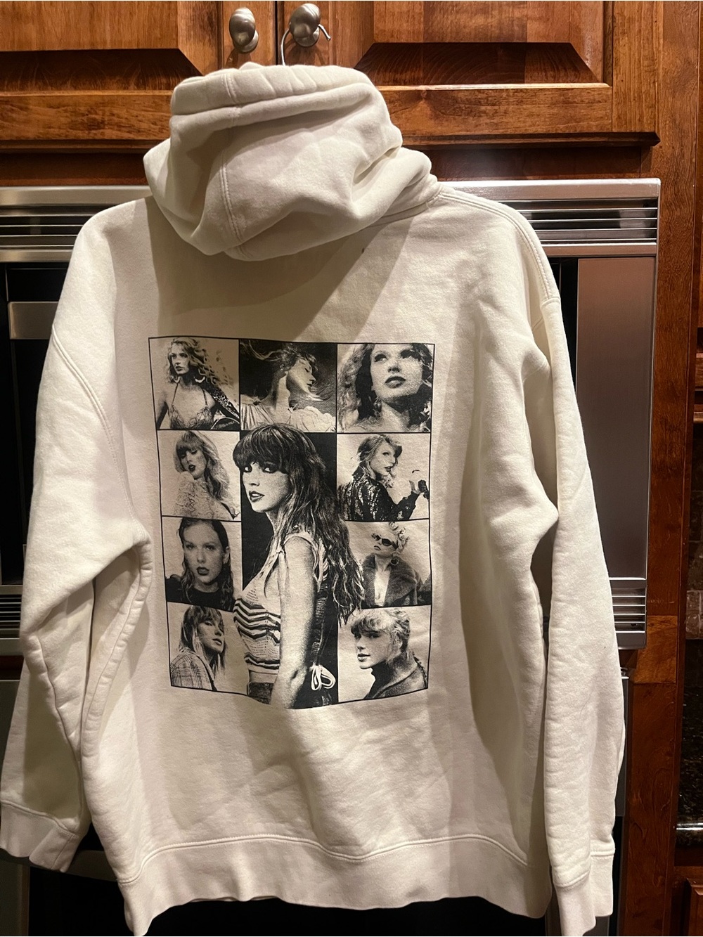 Taylor Swift Era Tour Off White Graphic Hoodie with Black Photo Collage